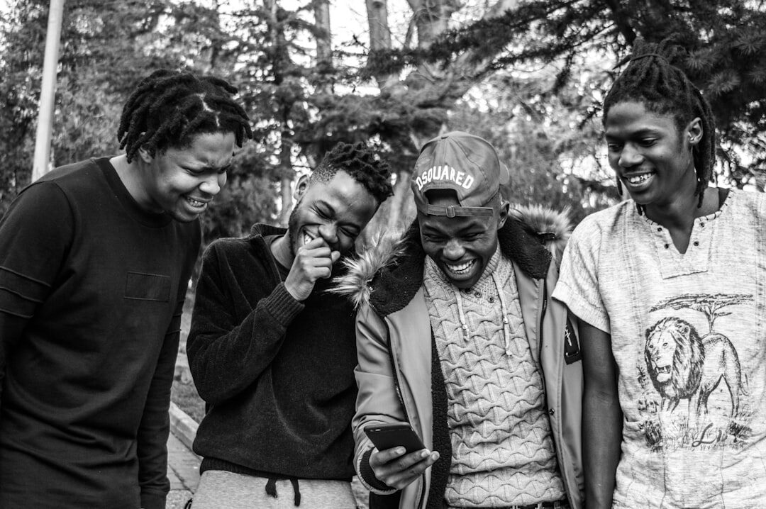 group of friends discussing politics on phones