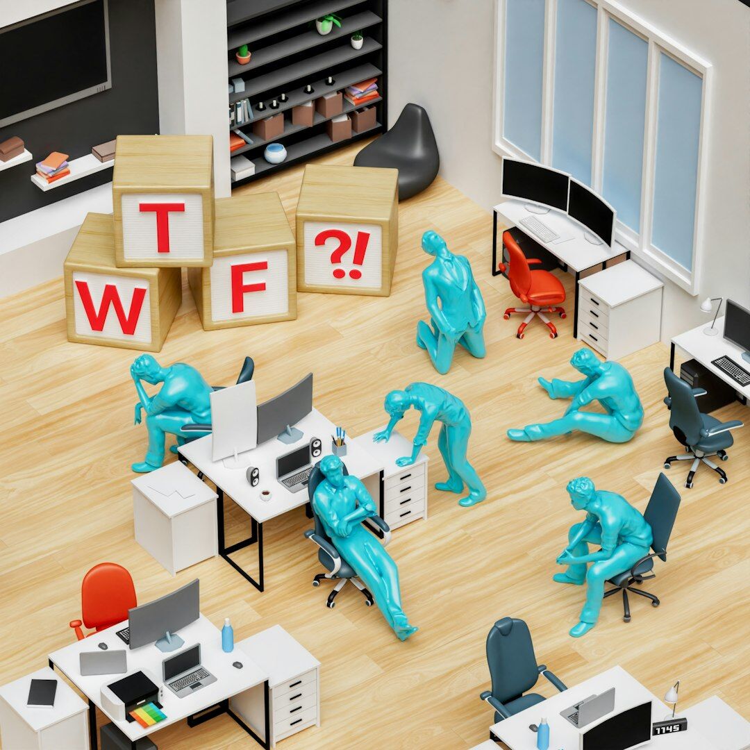 futuristic office with robots